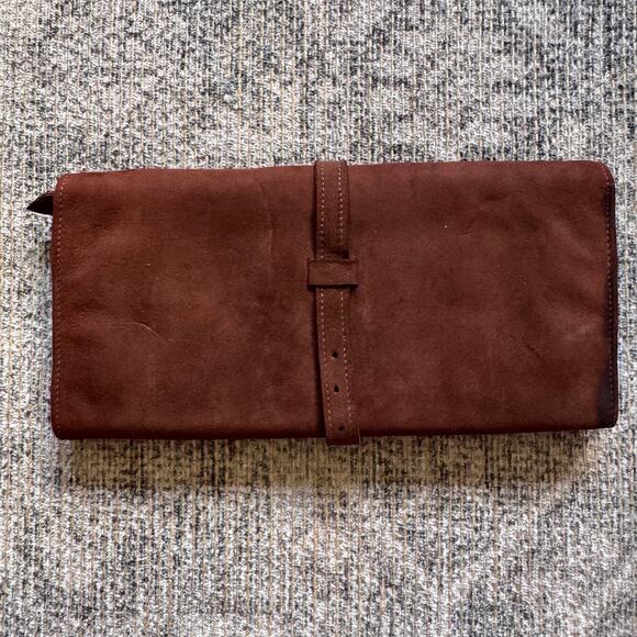 Mark Cross England Vintage Suede Jewelry Roll Travel Organizer Pouch Brown - Picture 2 of 12